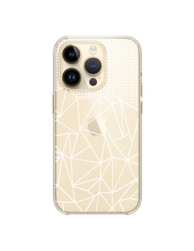 Cover iPhone 14 Pro Linee Griglia Grid Astratto Bianco Trasparente - Project M