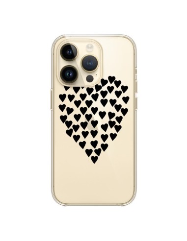 Cover iPhone 14 Pro Cuori Amore Nero Trasparente - Project M