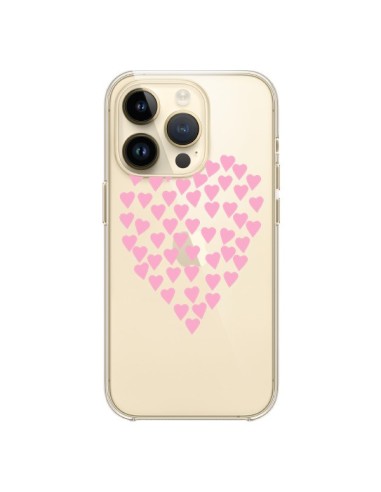 Coque iPhone 14 Pro Coeurs Heart Love Rose Pink Transparente - Project M