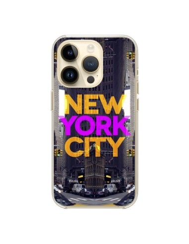 Cover iPhone 14 Pro New York City Arancione Viola - Javier Martinez