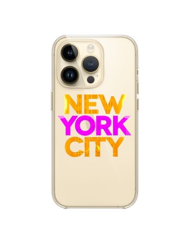 Cover iPhone 14 Pro New York City NYC Arancione Rosa Trasparente - Javier Martinez