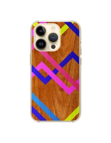 Cover iPhone 14 Pro Rosa Giallo Legno Azteque Aztec Tribal - Jenny Mhairi