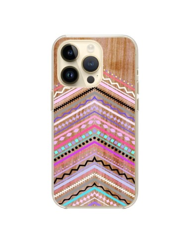 Cover iPhone 14 Pro Viola Bosco Legno Azteque Aztec Tribal - Jenny Mhairi