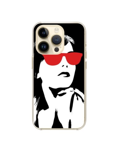 Cover iPhone 14 Pro Ragazza Occhiali Rosso - Jonathan Perez