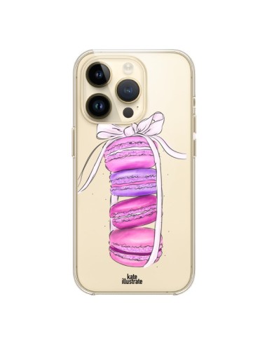 Cover iPhone 14 Pro Macarons Rosa Viola Trasparente - kateillustrate