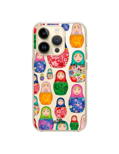 Coque iPhone 14 Pro Matryoshka Dolls Poupées Russes Transparente - kateillustrate