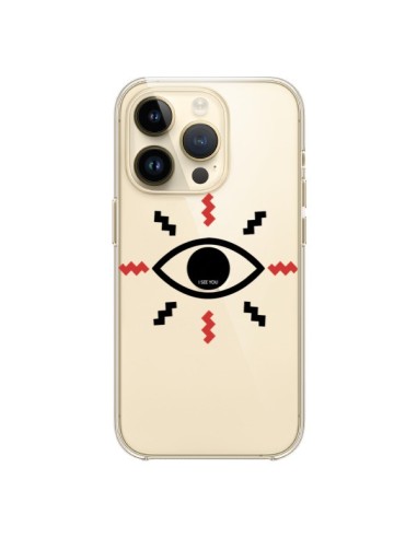 Coque iPhone 14 Pro Eye I See You Oeil Transparente - Koura-Rosy Kane