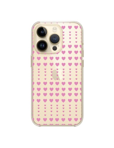 iPhone 14 Pro Case Heart Heart Love Amour Pink Clear - Petit Griffin