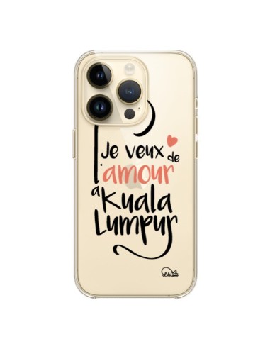 Cover iPhone 14 Pro Je veux de l'amour à Kuala Lumpur Trasparente - Lolo Santo