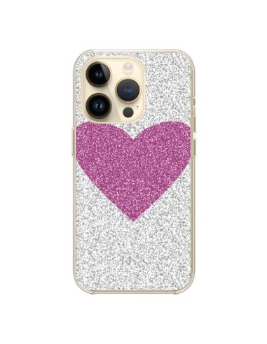 Cover iPhone 14 Pro Cuore Rosa Argento Amore - Mary Nesrala