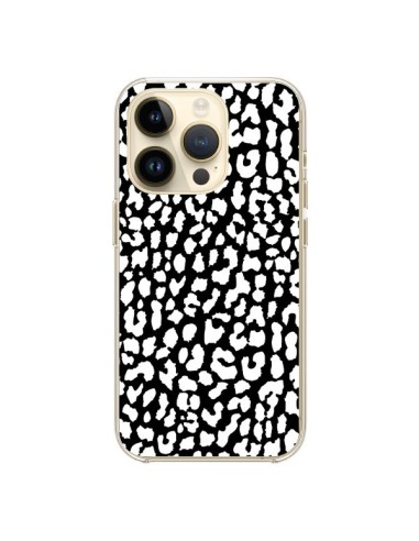 Cover iPhone 14 Pro Leopardo Bianco e Nero - Mary Nesrala