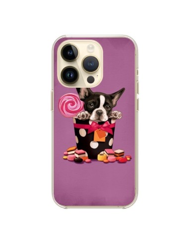 Coque iPhone 14 Pro Chien Dog Boite Noeud Papillon Pois Bonbon - Maryline Cazenave