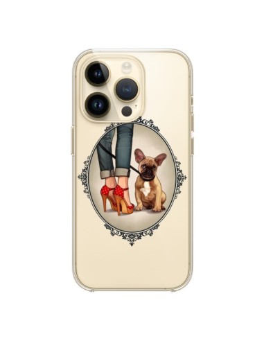 Cover iPhone 14 Pro Lady Jambes Cane Bulldog Dog Trasparente - Maryline Cazenave