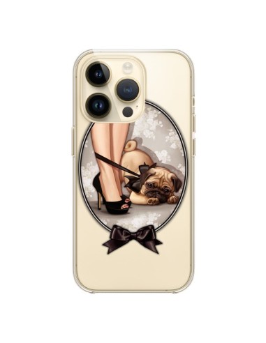 Cover iPhone 14 Pro Lady Jambes Cane Bulldog Dog Papillon Trasparente - Maryline Cazenave