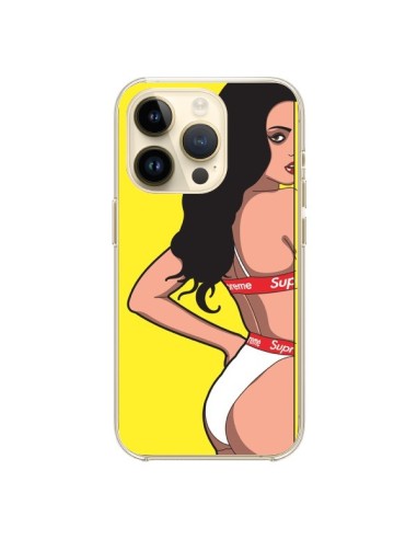 Cover iPhone 14 Pro Pop Art Donna Giallo - Mikadololo