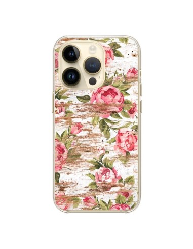 Cover iPhone 14 Pro Eco Amore Pattern Legno Fiori - Maximilian San