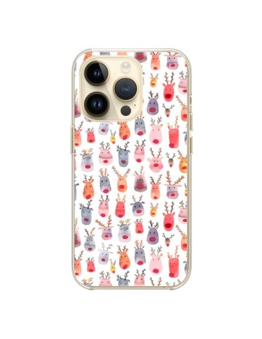 Cover iPhone 14 Pro Cute Winter Reindeers - Ninola Design