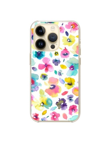 Cover iPhone 14 Pro Fiori Colorati Pittura - Ninola Design