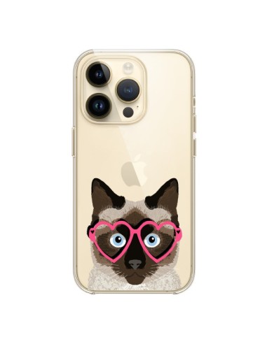 iPhone 14 Pro Case Cat Brown Eyes Hearts Clear - Pet Friendly