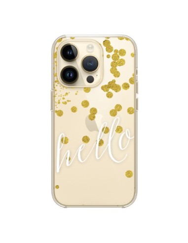 Coque iPhone 14 Pro Hello, Bonjour Transparente - Sylvia Cook