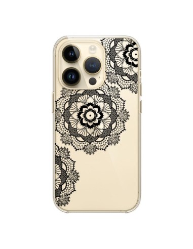 Cover iPhone 14 Pro Triplo Mandala Nero Black Trasparente - Sylvia Cook