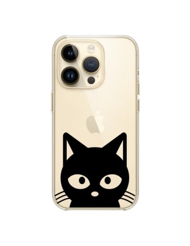 Cover iPhone 14 Pro Testa Gatto Nero Trasparente - Yohan B.