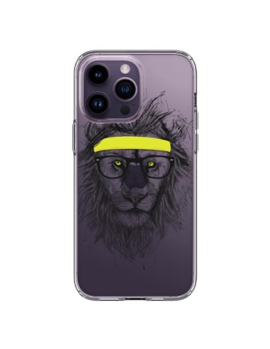 Cover iPhone 14 Pro Max Hipster Leone Trasparente - Balazs Solti