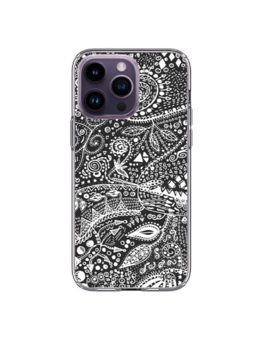 Cover iPhone 14 Pro Max Azteco Bianco e Nero - Eleaxart