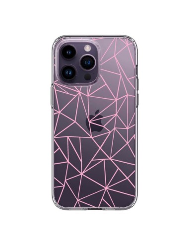 Cover iPhone 14 Pro Max Linee Trangolo Rosa Trasparente - Project M