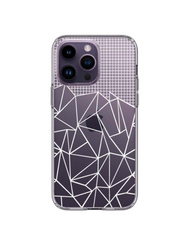 Cover iPhone 14 Pro Max Linee Griglia Grid Astratto Bianco Trasparente - Project M