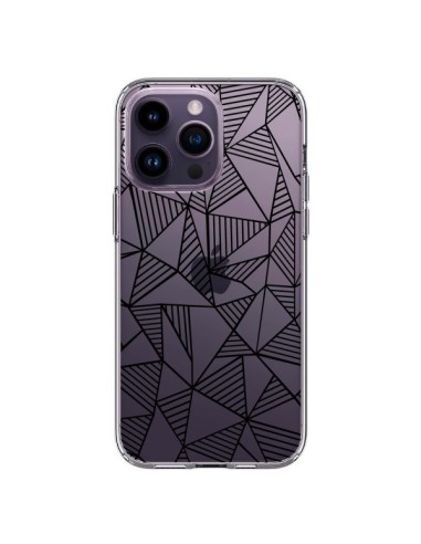 Cover iPhone 14 Pro Max Linee Griglia Triangles Grid Astratto Nero Trasparente - Project M