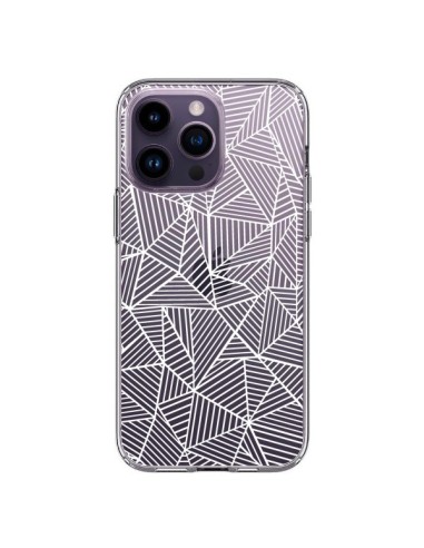 Cover iPhone 14 Pro Max Linee Griglia Triangles Full Grid Astratto Bianco Trasparente - Project M