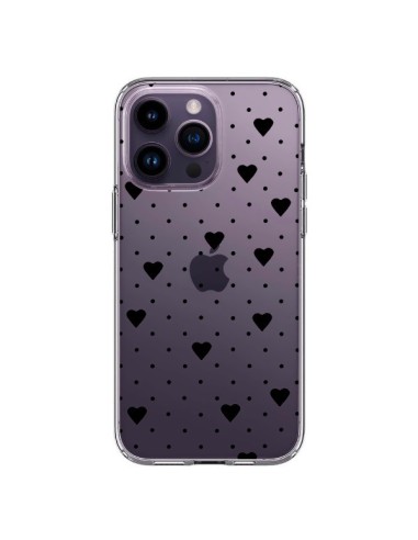 Coque iPhone 14 Pro Max Point Coeur Noir Pin Point Heart Transparente - Project M