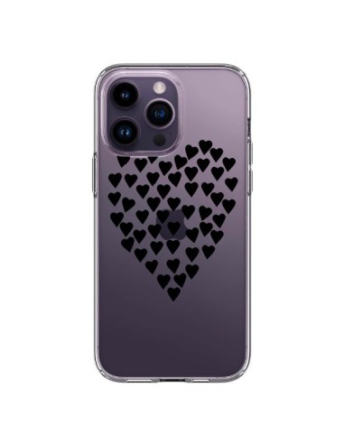 iPhone 14 Pro Max Case Hearts Love Black Clear - Project M