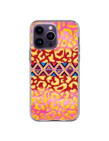 Cover iPhone 14 Pro Max Tribal Leopardo Rosa - Ebi Emporium