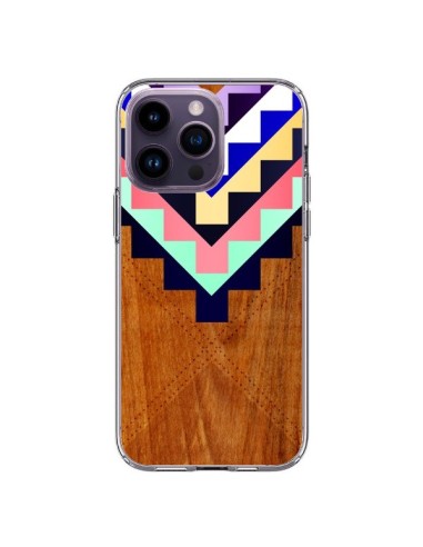 Cover iPhone 14 Pro Max Wooden Tribal Legno Azteco Aztec Tribal - Jenny Mhairi