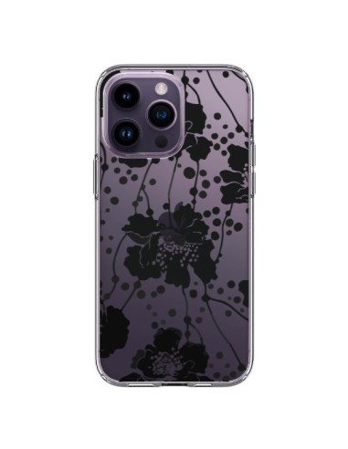 Cover iPhone 14 Pro Max Fiori Neros Trasparente - Dricia Do