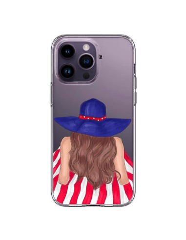 Cover iPhone 14 Pro Max Beah Girl Ragazza Spiaggia Trasparente - kateillustrate