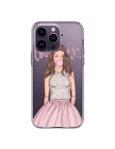 Cover iPhone 14 Pro Max Bubble Girl Tiffany Rosa Trasparente - kateillustrate