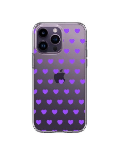 Cover iPhone 14 Pro Max Cuore Amore Viola Trasparente - Laetitia