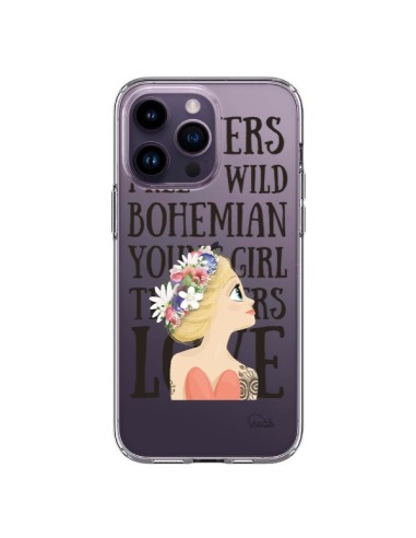 Cover iPhone 14 Pro Max Fiori Amore Trasparente - Lolo Santo