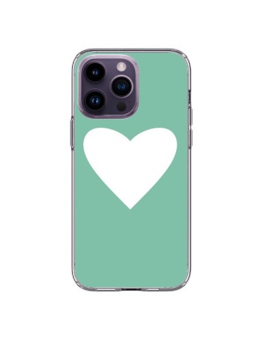 Coque iPhone 14 Pro Max Coeur Mint Vert - Mary Nesrala