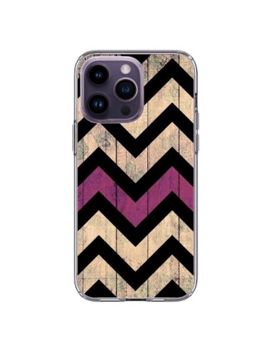 Cover iPhone 14 Pro Max Chevron Vintage Legno Wood - Mary Nesrala