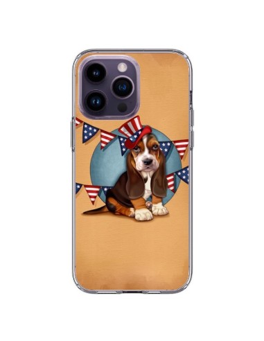 Coque iPhone 14 Pro Max Chien Dog USA Americain - Maryline Cazenave