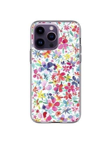 Cover iPhone 14 Pro Max Colorful Fiori Petals Blu - Ninola Design