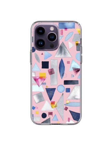 Cover iPhone 14 Pro Max Geometric Pieces Rosa - Ninola Design