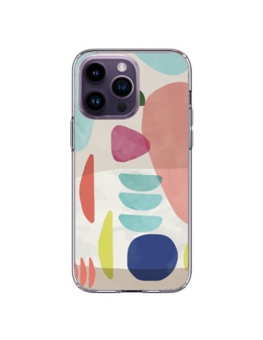 Cover iPhone 14 Pro Max Moody Geometry Multi Bianco - Ninola Design