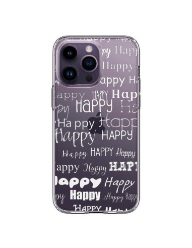 Cover iPhone 14 Pro Max Happy Felice Bianco Trasparente - R Delean