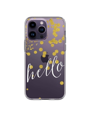 Coque iPhone 14 Pro Max Hello, Bonjour Transparente - Sylvia Cook