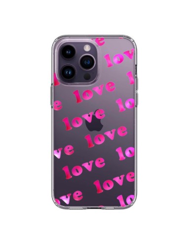 Cover iPhone 14 Pro Max Pink Love Rosa Trasparente - Sylvia Cook